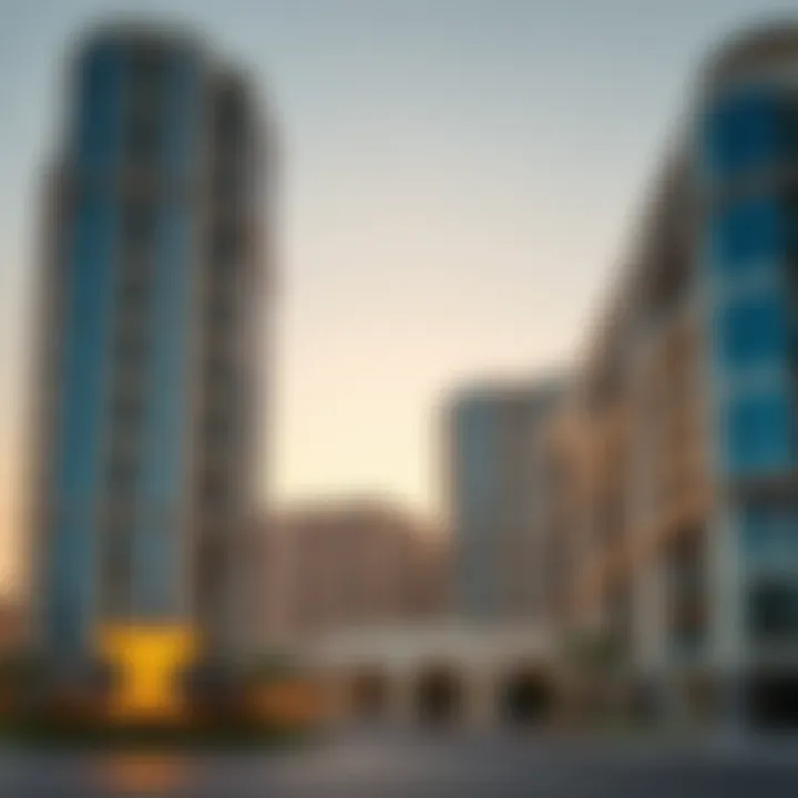 Stunning architectural facade of a Damac Casa building against a sunset.