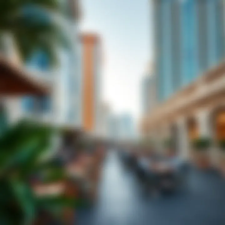 Vibrant lifestyle scene at Dubai Marina with cafes and restaurants