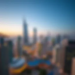 A panoramic view of Dubai's skyline with modern architecture.