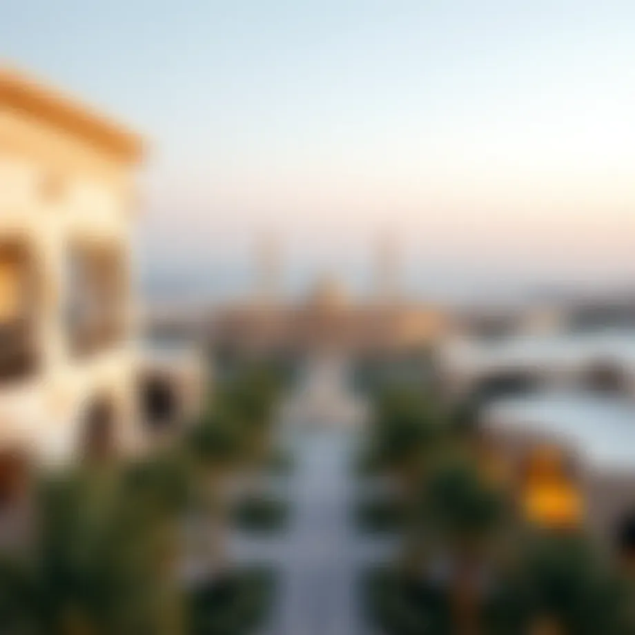 A panoramic view of Madinat Zayed showcasing its architectural landscape