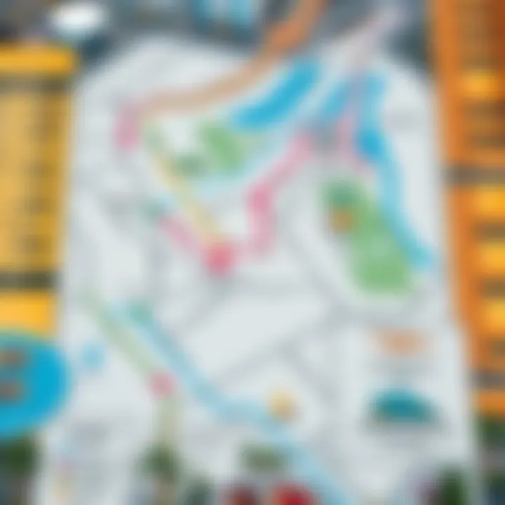 Map of International City with key amenities and transport links