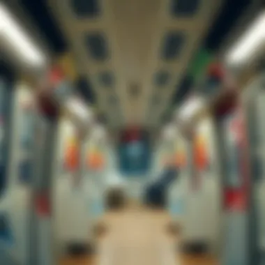 Comfortable Commuting Experience in Dubai Metro Interior view of a metro train showcasing comfortable commuting
