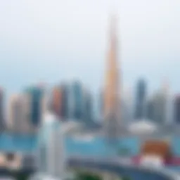 A skyline view of Dubai featuring iconic buildings