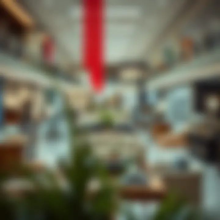 Interior layout of the mall highlighting various furniture displays